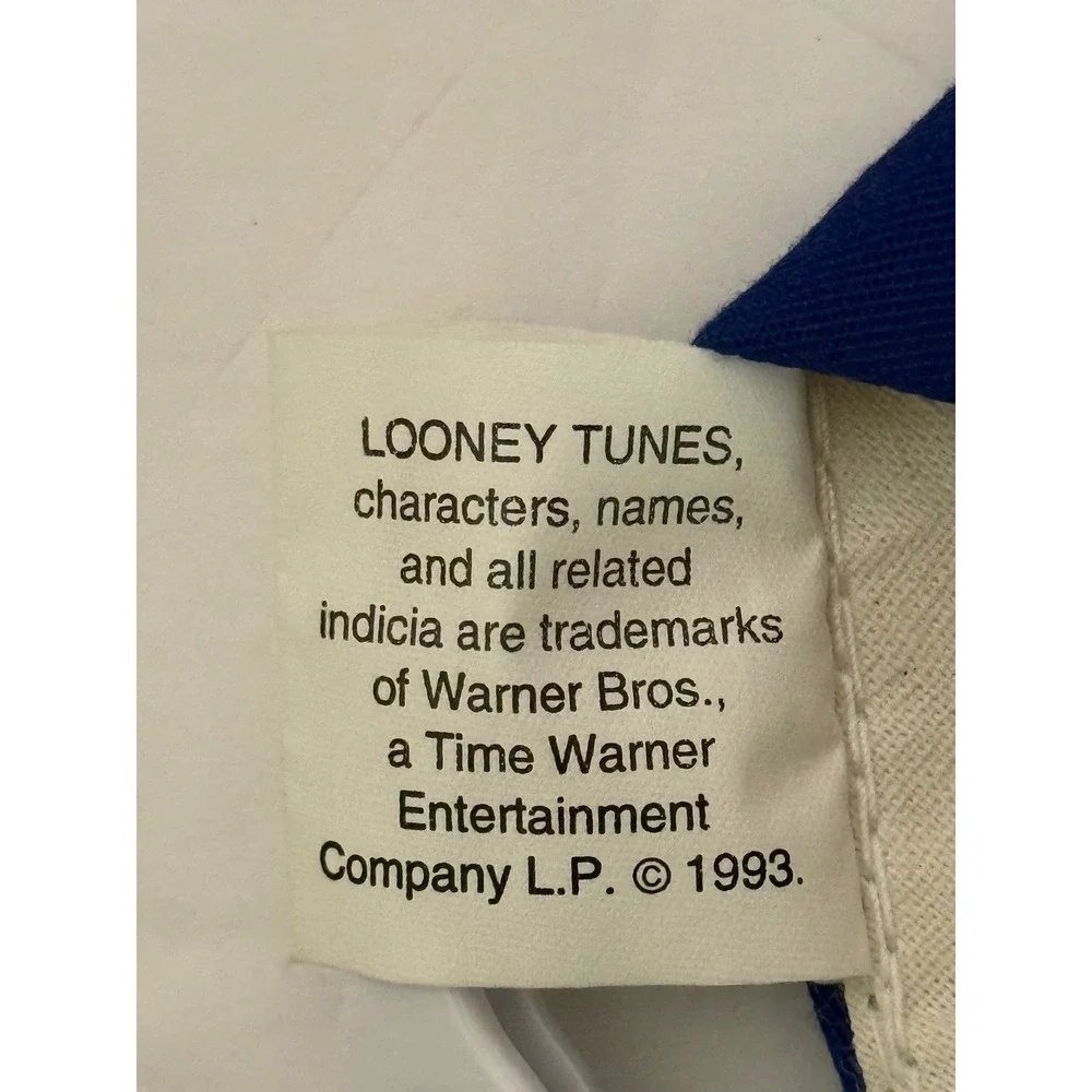 VTG Looney  Tunes Hat Cap Sylvester Tweety Blue Black Color-block  1993 SnapBack